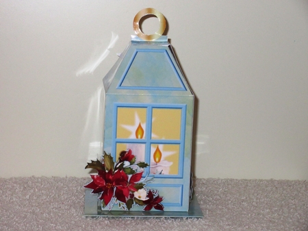 CHRISTMAS LANTERN - Gift, Box, Tree Decoration & Tea-light Holder - Poinsettia Glow by Wayne Swan