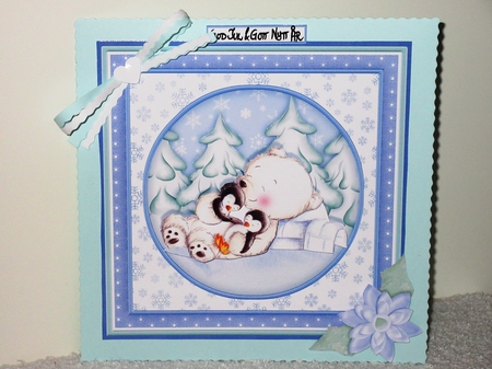 JUST CHILLIN Christmas Polar Bear & Penguins 7.5 Decoupage & Insert Mini Kit by Wayne Swan