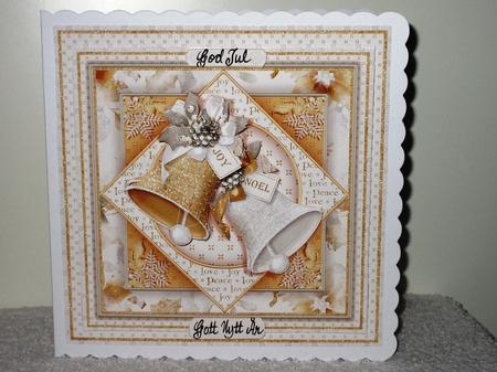 GOLD & WHITE CHRISTMAS BELLS 7.5 Decoupage & Insert Mini Kit by Wayne Swan