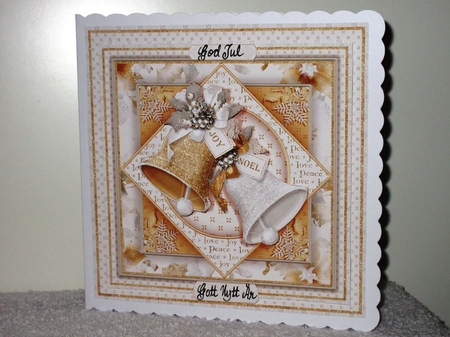 GOLD & WHITE CHRISTMAS BELLS 7.5 Decoupage & Insert Mini Kit by Wayne Swan