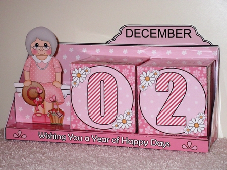 3D Everlasting Perpetual Calendar Desk Set Kit - Strawberry Basket Old Lady by Wayne Swan