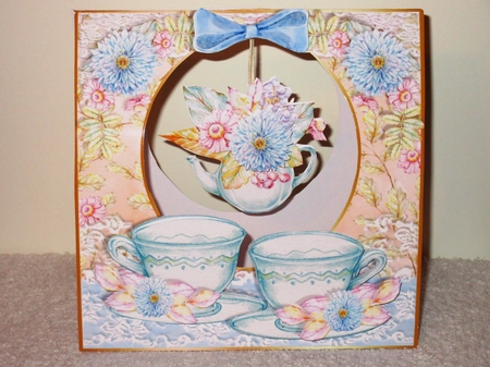 STAND-ALONE EASEL DANGLER - Tea & Flowers by Wayne Swan