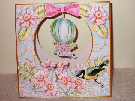STAND-ALONE EASEL DANGLER - Hot Air Balloon & Flowers by Wayne Swan