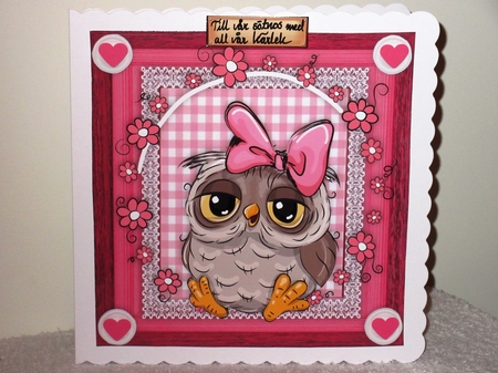 Cute Grey Owl With Pink Bow 8x8 Mini Kit by Wayne Swan