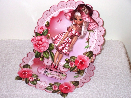 Sweet Little Love Heart Lady Scalloped Round Easel Card Mini Kit by Wayne Swan