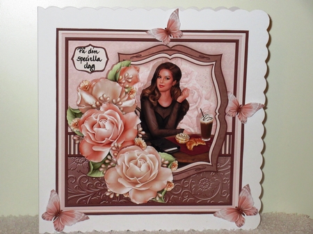 COFFEE N CREAM LADY & ROSES 7.7 Decoupage & Insert Mini Kit by Wayne Swan