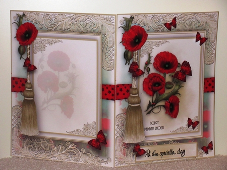 Beautiful A5 The Red Poppies Card Front Kit by Wayne Swan