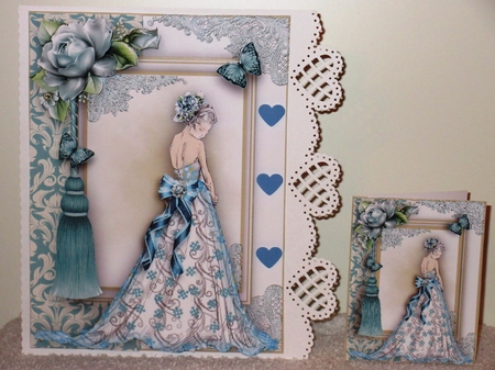 The Blue Lace Dress A5 card front  by Wayne Swan