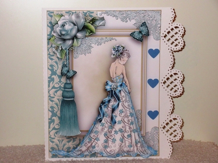 The Blue Lace Dress A5 card front  by Wayne Swan
