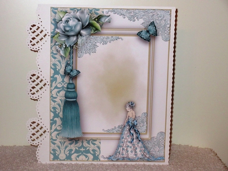 The Blue Lace Dress A5 card front  by Wayne Swan