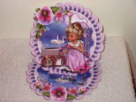 Sweet Little Swan Lake Scalloped Round Easel Card Mini Kit by Wayne Swan