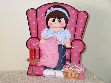 3D Shaped Card  Kit - Young Lady is Knitting by Wayne Swan