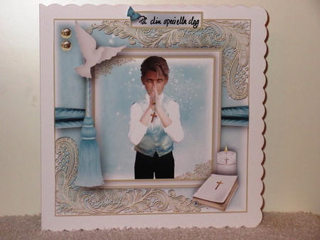 Communion Young boy blonde card front kit by Wayne Swan