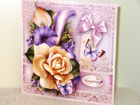 Violet Cream Bouquet Card Mini Kit by Wayne Swan