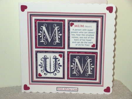 MUM DEFINITION SQUARES 7.5 Humorous Birthday or Mothers Day Quick Layer Card by Wayne Swan