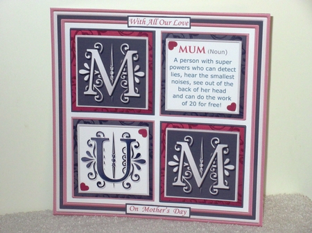 MUM DEFINITION SQUARES 7.5 Humorous Birthday or Mothers Day Quick Layer Card by Wayne Swan