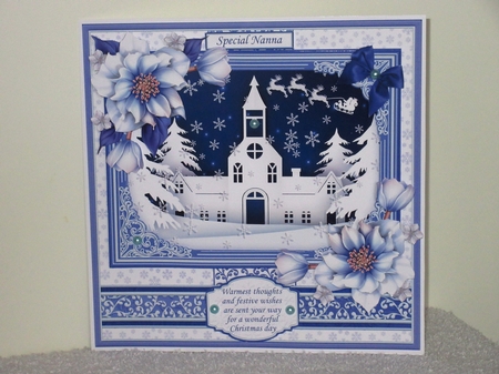CHURCH ON  CHRISTMAS EVE 7.8 Quick Layer Card or Decoupage Mini Kit by Wayne Swan