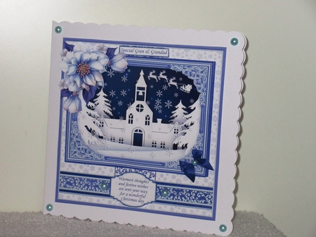 CHURCH ON  CHRISTMAS EVE 7.8 Quick Layer Card or Decoupage Mini Kit by Wayne Swan