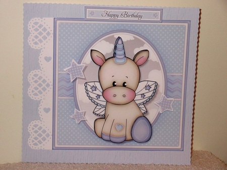 Baby Unicorn Blue Mini Kit. New Baby Boy. Birthday With Ages by Wayne Swan