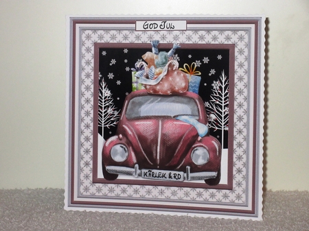 CHRISTMAS BEETLE CAR 7.5 Decoupage & Insert Mini Kit by Wayne Swan