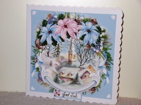 8x8 Christmas church scene with poinsettia 2 mini kit by Wayne Swan