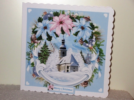 8x8 Christmas church scene with poinsettia 2 mini kit by Wayne Swan