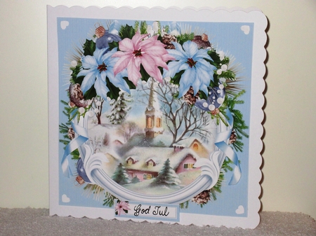 8x8 Christmas church scene with poinsettia 2 mini kit by Wayne Swan