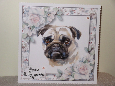 Watercolour Dog & Florals - Pug by Wayne Swan