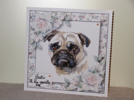 Watercolour Dog & Florals - Pug by Wayne Swan
