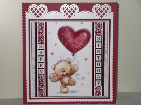 BEAR WITH HEART BALLOON 7.5 Decoupage Easy Cut Words & Alphabet Mini Kit by Wayne Swan