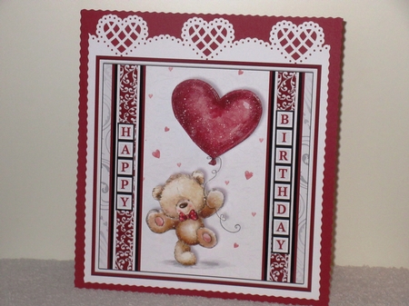 BEAR WITH HEART BALLOON 7.5 Decoupage Easy Cut Words & Alphabet Mini Kit by Wayne Swan