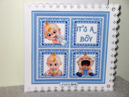 NEW BABY ITS A BOY SQUARES 7.5 Decoupage & Insert Mini Kit by Wayne Swan