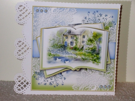Forget me Not Cottage by the Pond Open Book by Wayne Swan