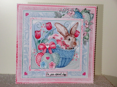 EASTER BUNNY IN BASKET 7.5 Decoupage & Insert Kit by Wayne Swan