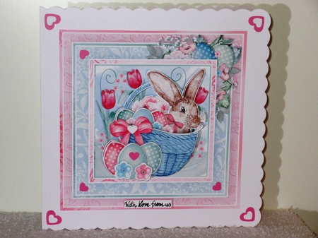 EASTER BUNNY IN BASKET 7.5 Decoupage & Insert Kit by Wayne Swan
