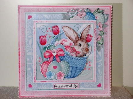 EASTER BUNNY IN BASKET 7.5 Decoupage & Insert Kit by Wayne Swan