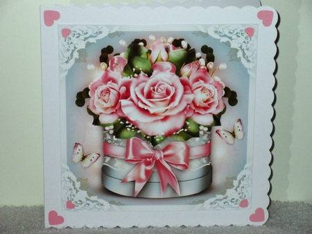 Gift Box with Pink Roses Card Mini Kit by Wayne Swan