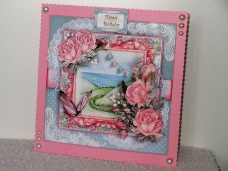 Pink roses A Sea View  by Wayne Swan