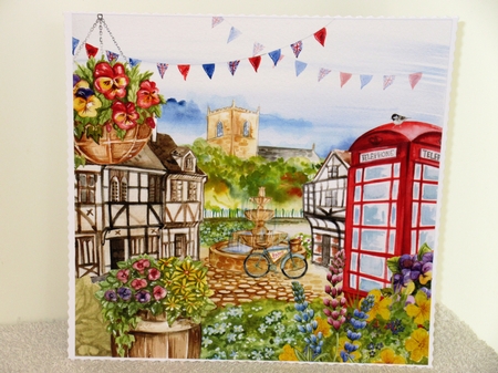 The Village Green Watercolour Scenes 8x8 200 Dpi by Wayne Swan