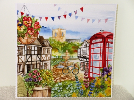 The Village Green Watercolour Scenes 8x8 200 Dpi by Wayne Swan