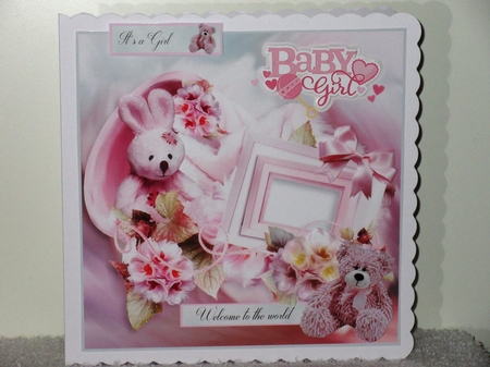 New Baby Girl Card Front With Decoupage by Wayne Swan