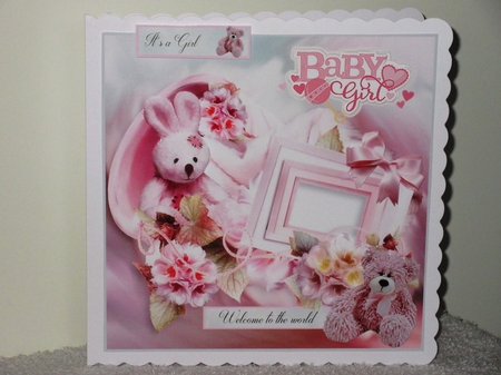 New Baby Girl Card Front With Decoupage by Wayne Swan