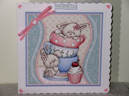 AFTERNOON BUNNY TEA 7.5 Decoupage & Insert Mini Kit by Wayne Swan