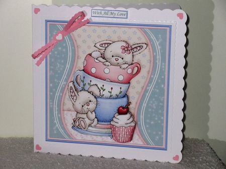 AFTERNOON BUNNY TEA 7.5 Decoupage & Insert Mini Kit by Wayne Swan