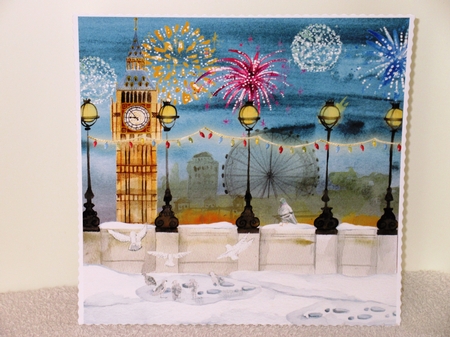 Winter in London Town Watercolour Scenes 8x8 200 Dpi by Wayne Swan