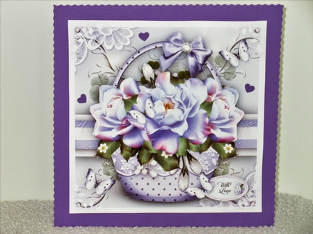 Basket with Lilac Roses Card Mini Kit by Wayne Swan
