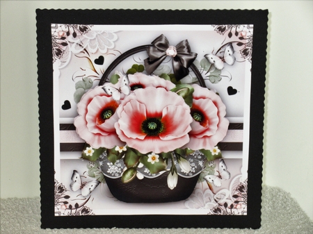 Basket with Pink Poppies Card Mini Kit by Wayne Swan