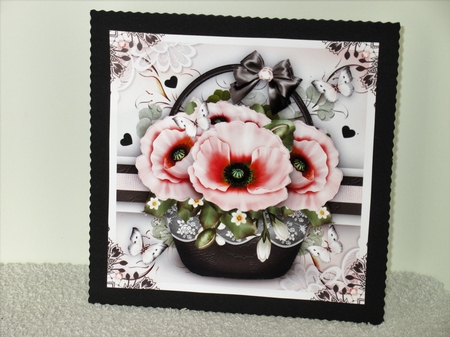 Basket with Pink Poppies Card Mini Kit by Wayne Swan
