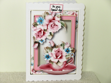 Teacup, Saucer & Flowers - Cool Pink Roses by Wayne Swan