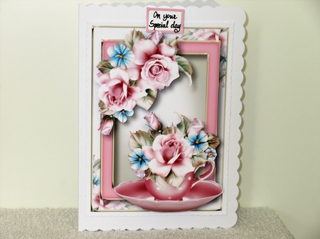 Teacup, Saucer & Flowers - Cool Pink Roses by Wayne Swan